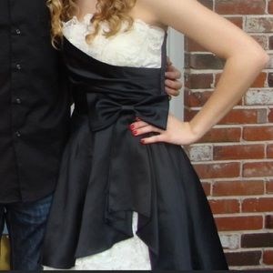 Black and white strapless dress